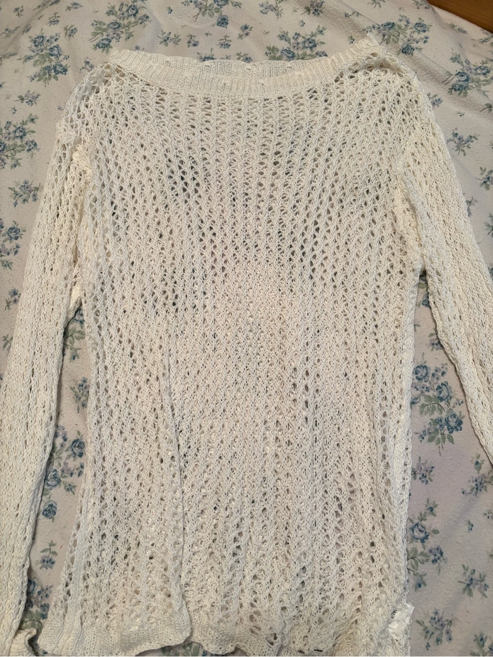 Off-the-Shoulder Cream Open-Knit Women's Sweater